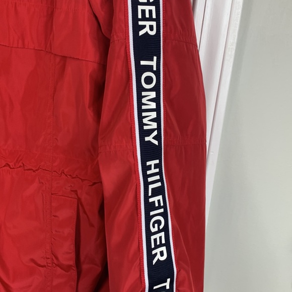 Tommy Hilfiger red hooded, long sleeved, full length zipper jacket medium. - Picture 3 of 9